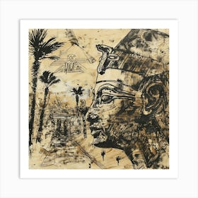 Egyptian Head Nofretete Pyramid Art Print