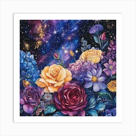 Floral Celestial Galaxy 6 Art Print