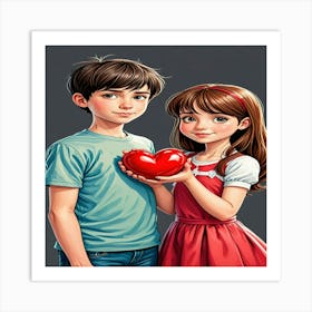 Couple Holding A Heart Art Print