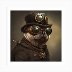 Steampunk Pug Art Print