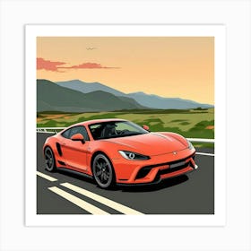 Luxury Vehicle Detail with Racing Aesthetic Sports Car On The Road Art Print