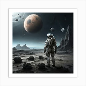 Astronaut Standing In Space Art Print