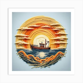 Boat In The Sea Art Print