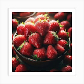 Red Strawberries In A Bowl Art Print