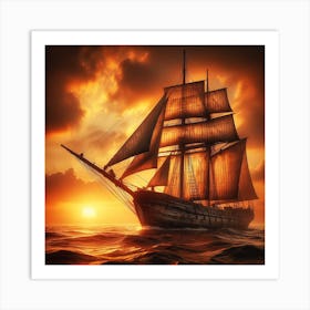 Sunset In The Sea Art Print