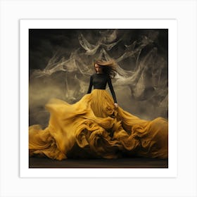 Lady Yellow Dress Art Print