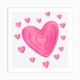 Hearts Kids School Valentines Day Girls Boys Art Print