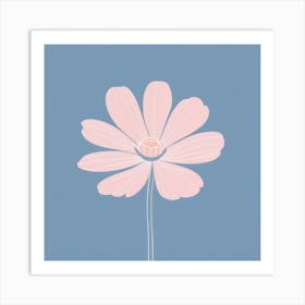 A White And Pink Flower In Minimalist Style Square Composition 69 Art Print