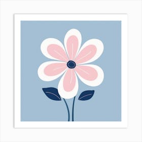 A White And Pink Flower In Minimalist Style Square Composition 615 Art Print