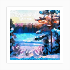 Snowy winter forest N3 Art Print