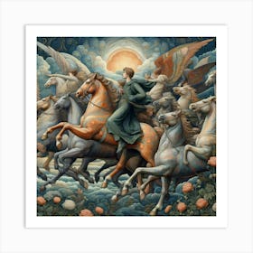 Angels On Horseback 1 Art Print