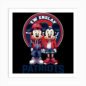 Mickey And Minnie New England Patriots Art Print