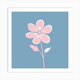 A White And Pink Flower In Minimalist Style Square Composition 442 Art Print