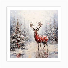 Deer In Snow Art Print