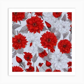 Red Dahlias Art Print