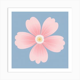 A White And Pink Flower In Minimalist Style Square Composition 35 Art Print