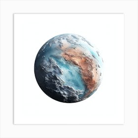 Earth Planet Isolated On White Background Art Print