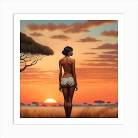 Sunset In The Savannah Art Print