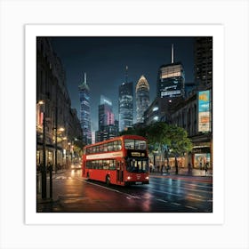 Hong Kong City At Night Art Print