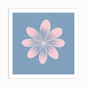 A White And Pink Flower In Minimalist Style Square Composition 458 Art Print