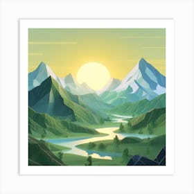 Firefly An Illustration Of A Beautiful Majestic Cinematic Tranquil Mountain Landscape In Neutral Col (45) Art Print