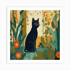 Cat In The Garden 1 Art Print