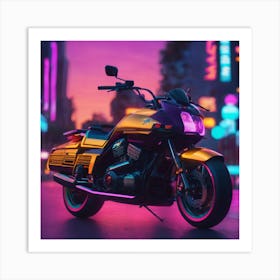 Neon Motorcycle Art Print