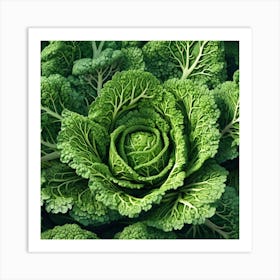 Frame Created From Savoy Cabbage Sprouts On Edges And Nothing In Middle Ultra Hd Realistic Vivid (6) Art Print