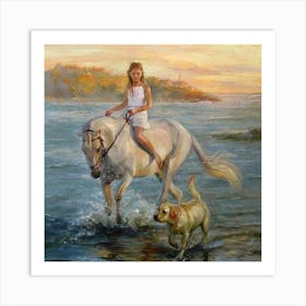 Girl Riding A Horse Art Print