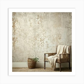 Ancient Pattern Wallpaper Featuring Clean Empty Sheets Blanketed Across A Wall Mimicking Aged Card (6) Art Print