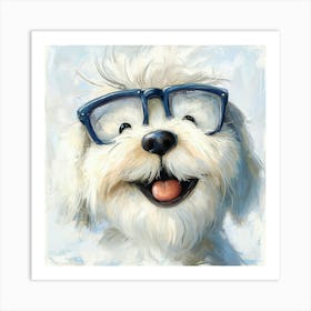 Funny Dog With Glasses Art Print