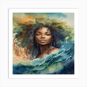 Woman In The Ocean Art Print