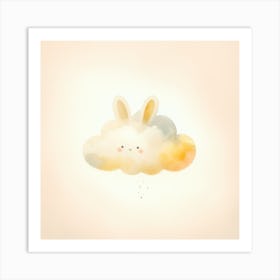 Yellow Cute Bunny Cloud Art Print