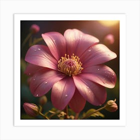 Pink Dahlia Flower Art Print