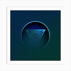 Geometric Neon Glyph on Jewel Tone Triangle Pattern 476 Art Print