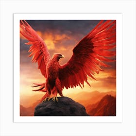 Sapphire the Phoenix: Beacon of the Mountains Art Print