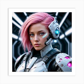 Futuristic Girl With Pink Hair 3 Art Print