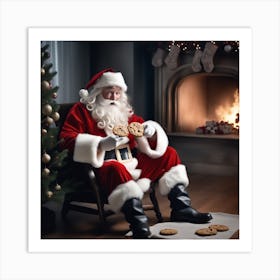 Santa Claus Eating Cookies 13 Art Print