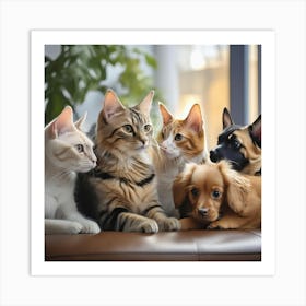 Group Of Cats And Dogs Art Print