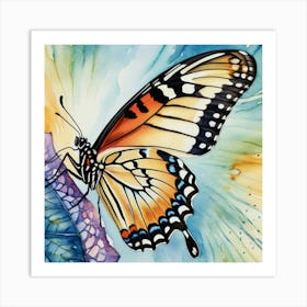 Butterfly On A Flower Art Print