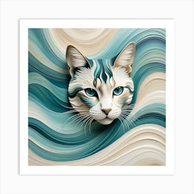 Cat On A Wave Art Print