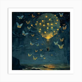 Hot Air Balloon With Butterflies 4 Art Print