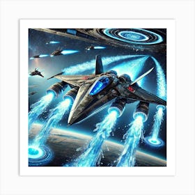 A High Tech, Sci Fi Scene Showing A Starfighter, T Art Print