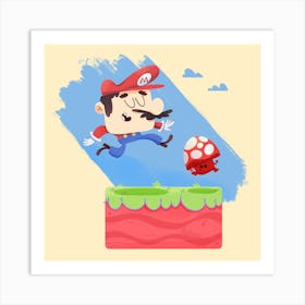 super Mario chasing mushroom Art Print