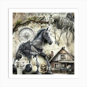 Horse Surreal Illustration Art 08 Art Print