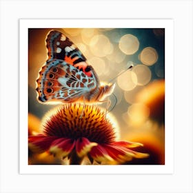Butterfly On A Flower 6 Art Print