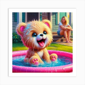 Teddy Bear In The Pool Art Print