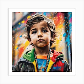 Boy With Paint Splatters Art Print