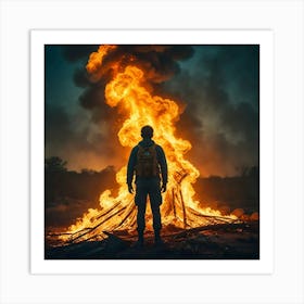 Lone Sentinel Before The Inferno Art Print