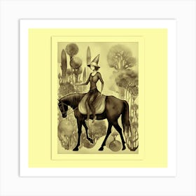 Witch On Horseback Art Print